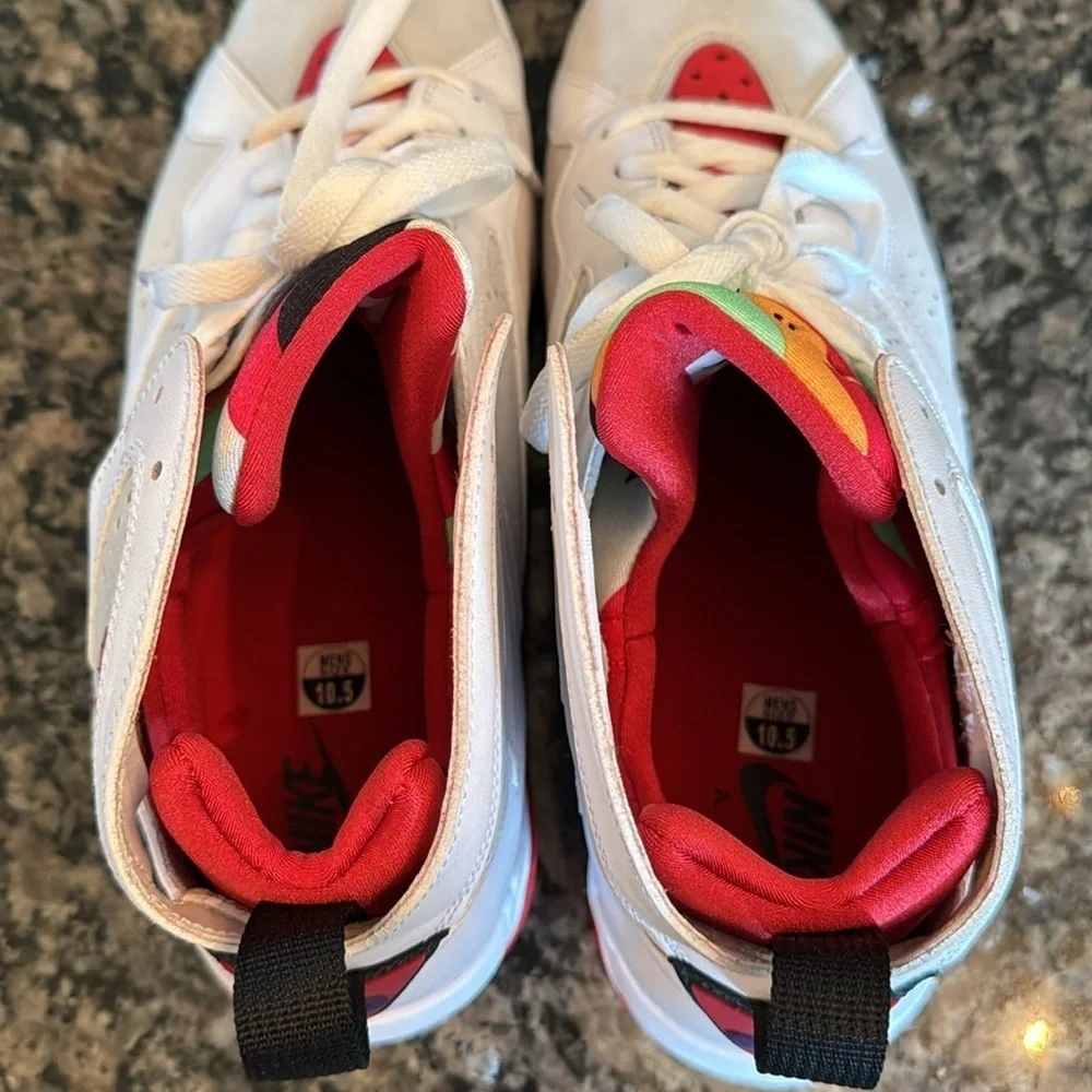 Air Jordan Hare 7 Retro White and Red Sneakers EUC 10.5